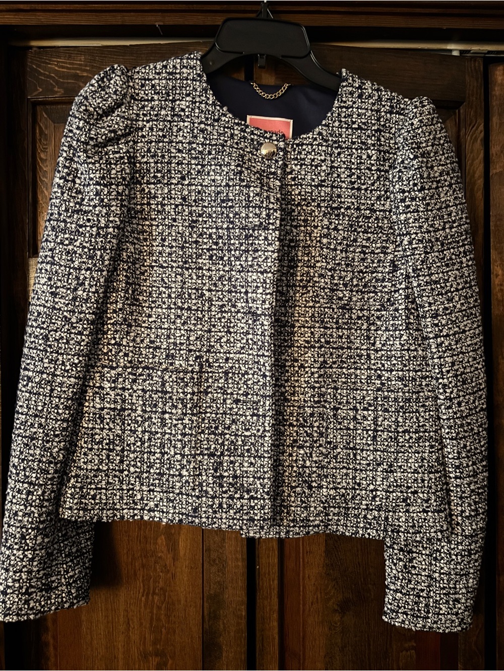 kate spade Black and White Tweed Bouclé Blazer